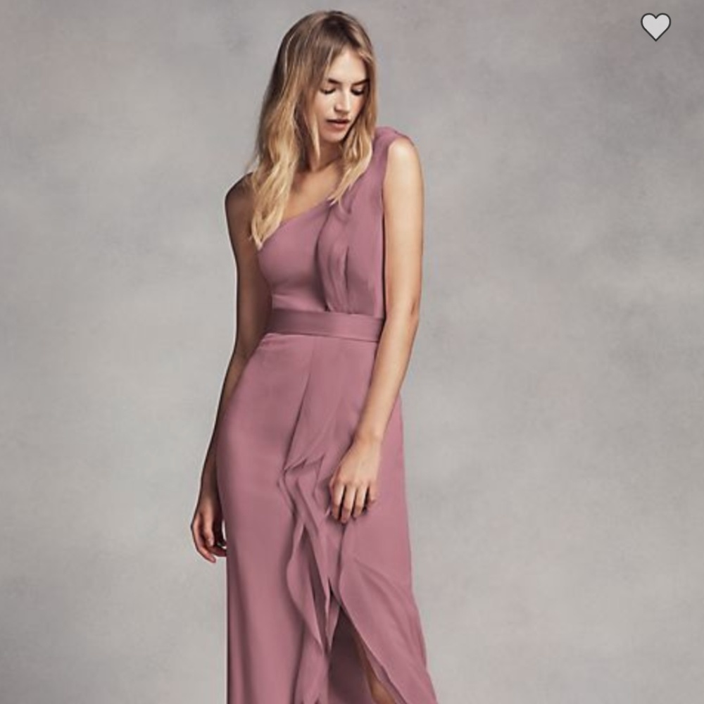 Long One-Shoulder Bridesmaid Dress with Ruffles